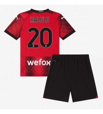 AC Milan Pierre Kalulu #20 Hjemmebanesæt Børn 2023-24 Kort ærmer (+ korte bukser)